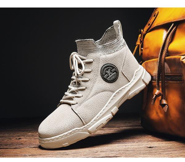 帕马森马丁靴男士工装靴英伦风中帮秋季透气高帮中大童男鞋子潮鞋plx