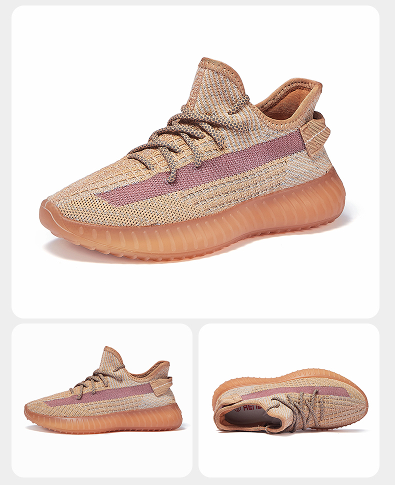 人本2021椰子透气情侣女鞋休闲运动鞋百搭ins潮女士软底10195-粉色-38