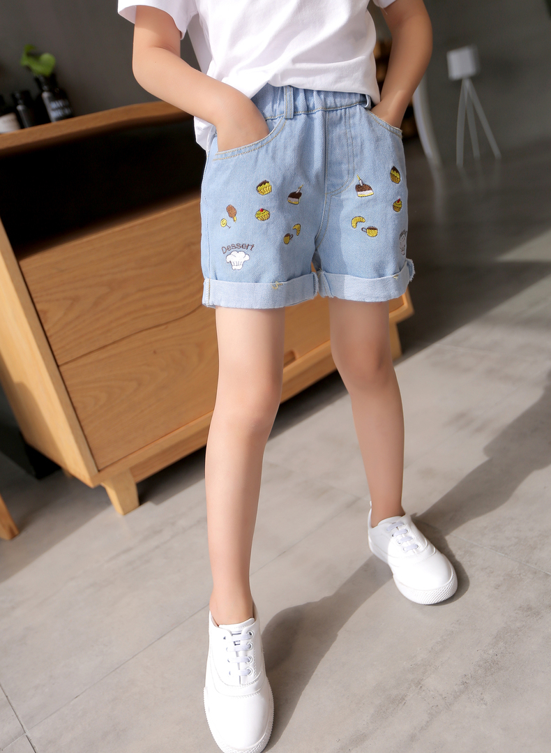 铭佳童话女童夏季薄款童装裤子儿童洋气夏装短裤女大童时尚牛仔裤m