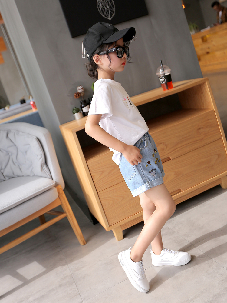 铭佳童话女童夏季薄款童装裤子儿童洋气夏装短裤女大童时尚牛仔裤m