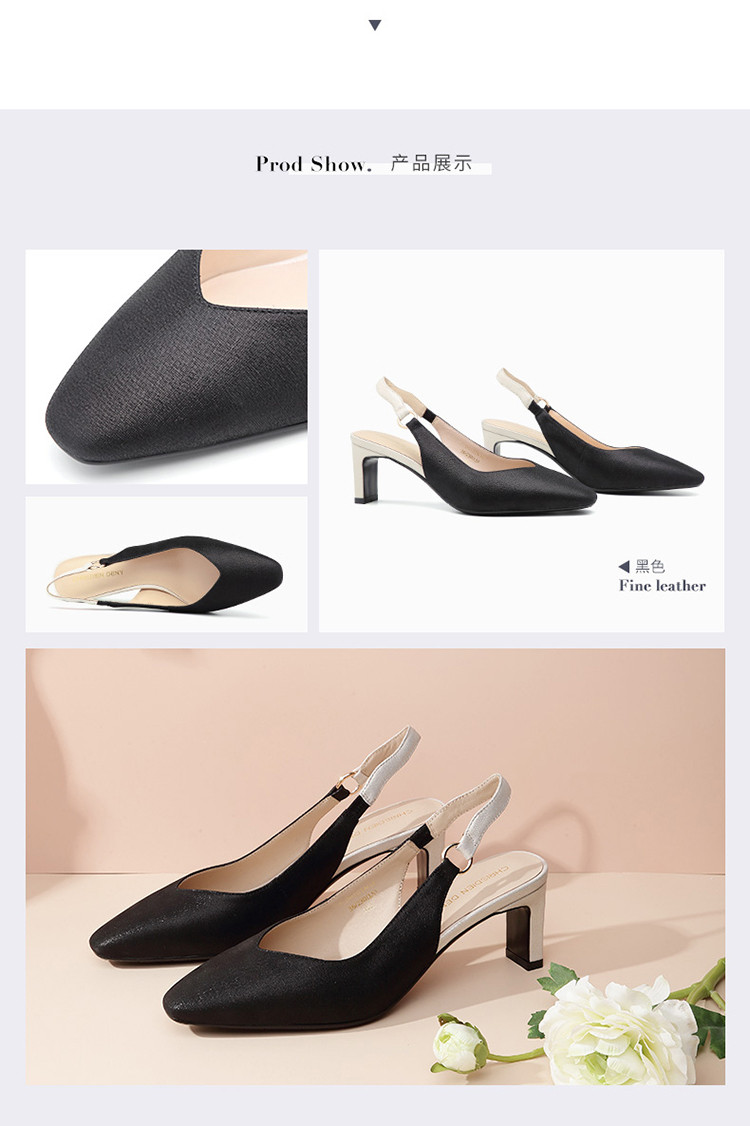 chrisdien deny克雷斯丹尼新款贴膜羊皮时尚v型鞋口女鞋优雅后空搭扣