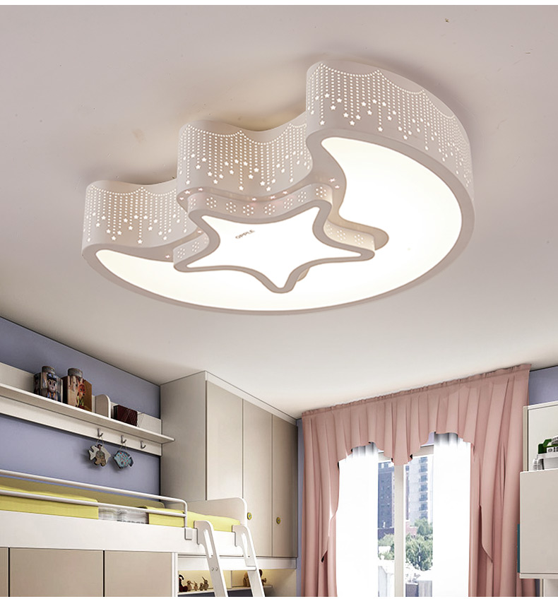 欧普照明led吸顶灯儿童房灯主卧室灯温馨卡通灯小卧女孩公主星月实体