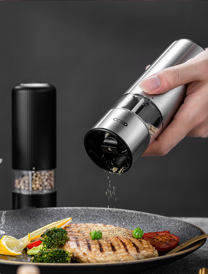 德国ccko胡椒研磨器电动研磨瓶家用海盐花椒黑胡椒不锈钢磨研瓶ck9579