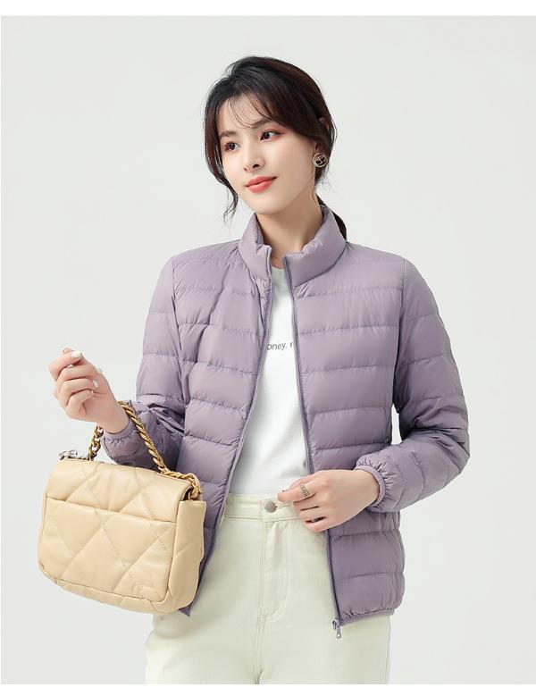 北极绒女装 90%白鸭绒羽绒服女2022年新款短款立领轻薄款时尚修身保暖