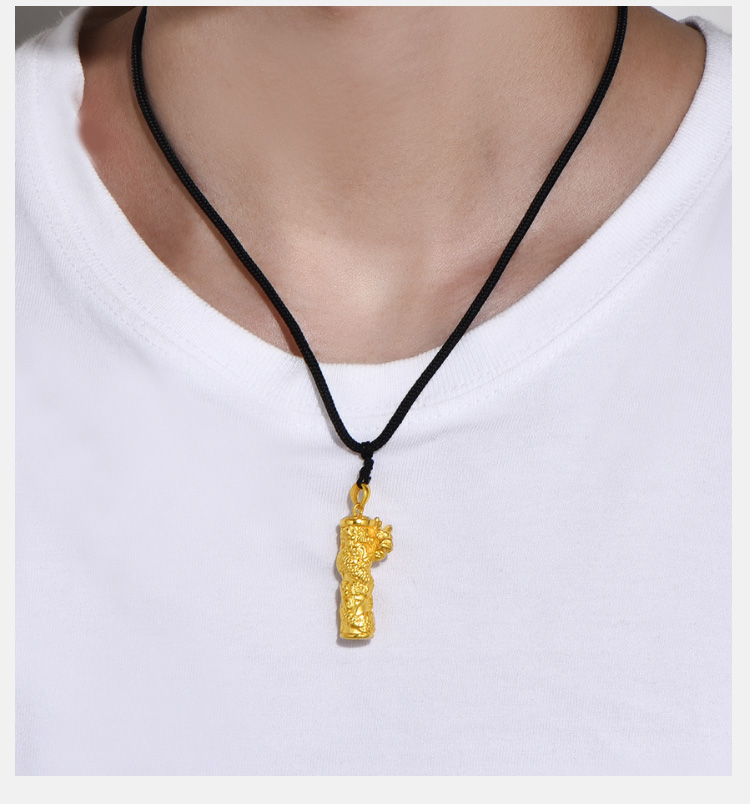 gzuan古钻珠宝 黄金龙柱 黄金3d硬金足金999男女款吊坠(赠黑绳) yjd