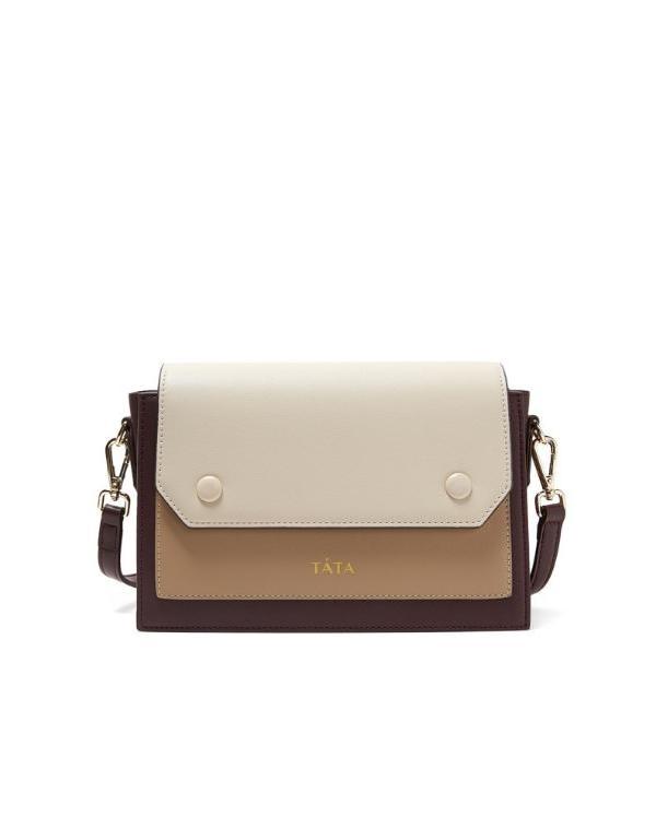 tata/他她2019秋专柜同款绿/米白pu革撞色字母小方包单肩包rb321cx9