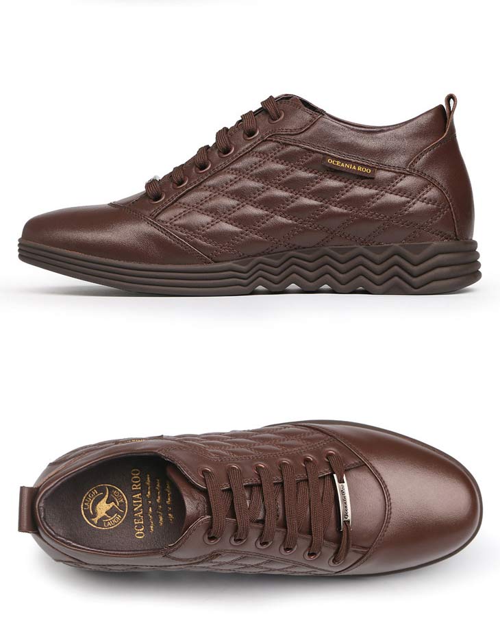 大洋洲袋鼠 男鞋 冬季商务时尚运动舒适小牛皮运动内增高鞋(24567-agy