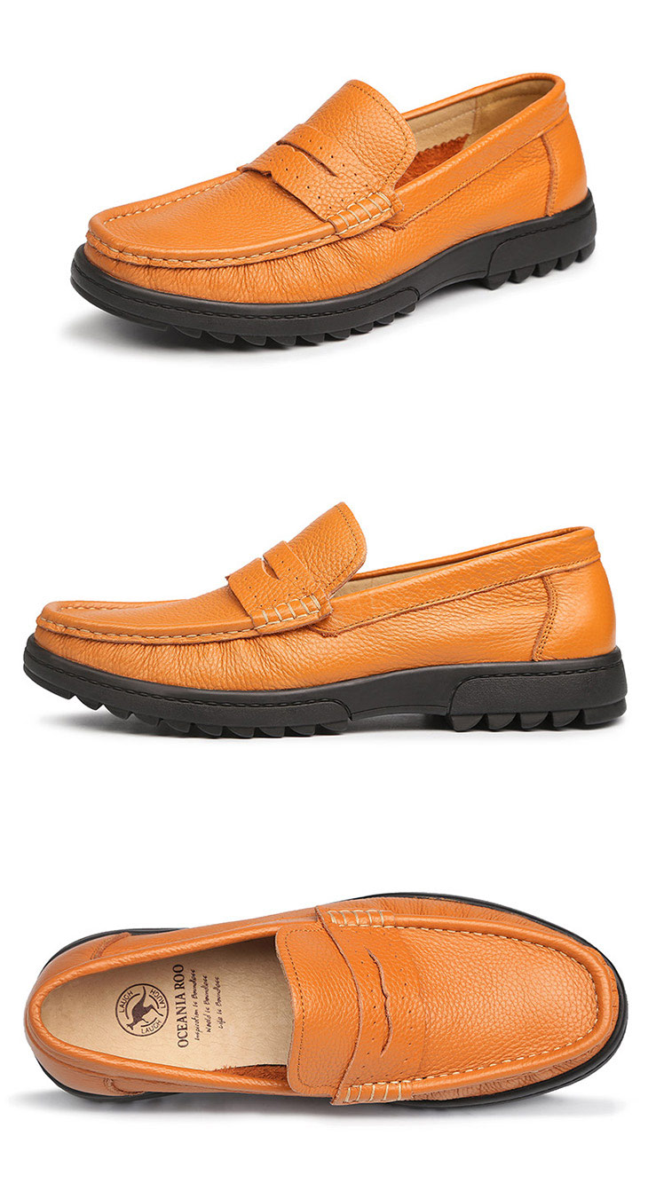 大洋洲袋鼠 男鞋 春季商务舒适透气头层牛皮休闲半里单鞋(41105-abx