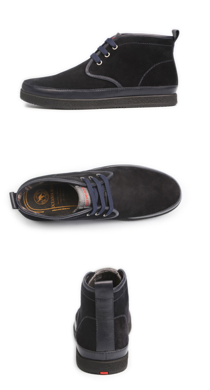 大洋洲袋鼠 男鞋 秋季商务时尚运动舒适头层牛皮(磨砂)运动波仔鞋