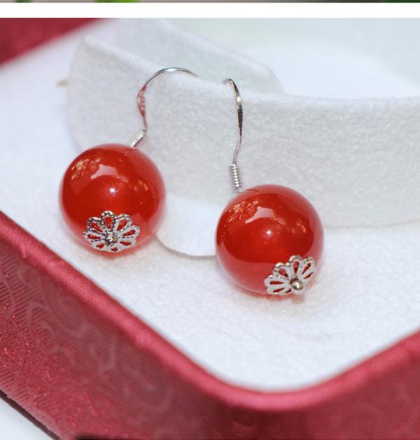 armasa阿玛莎 925银镶嵌红玛瑙耳环