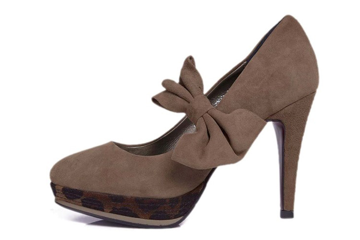 kuuki高琪 女鞋 年轻时尚防水台套脚圆头细跟反绒皮羊皮浅口鞋(k21