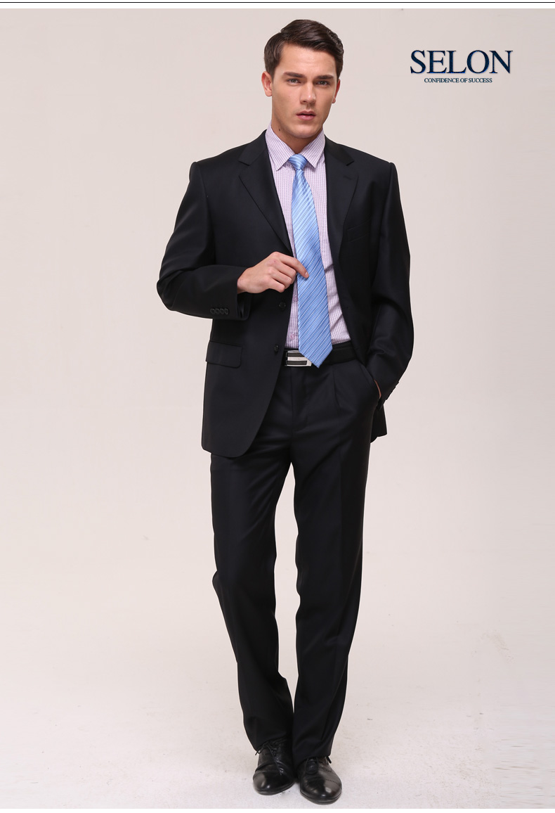 selon胜龙 男装 秋冬季新 商务职业正装休闲装藏青色修身西装上衣 b79