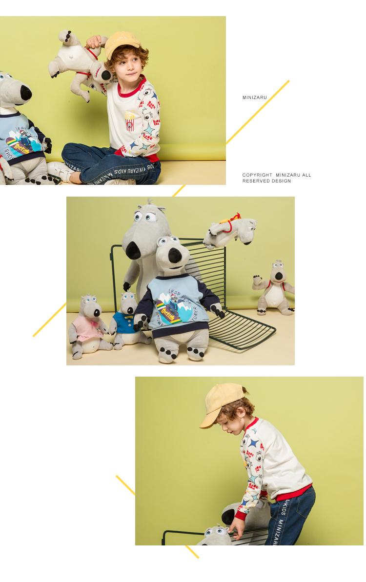 孕妇护理 童装 男上衣 米妮哈鲁 米妮哈鲁贝肯熊春装新款男童韩版中大