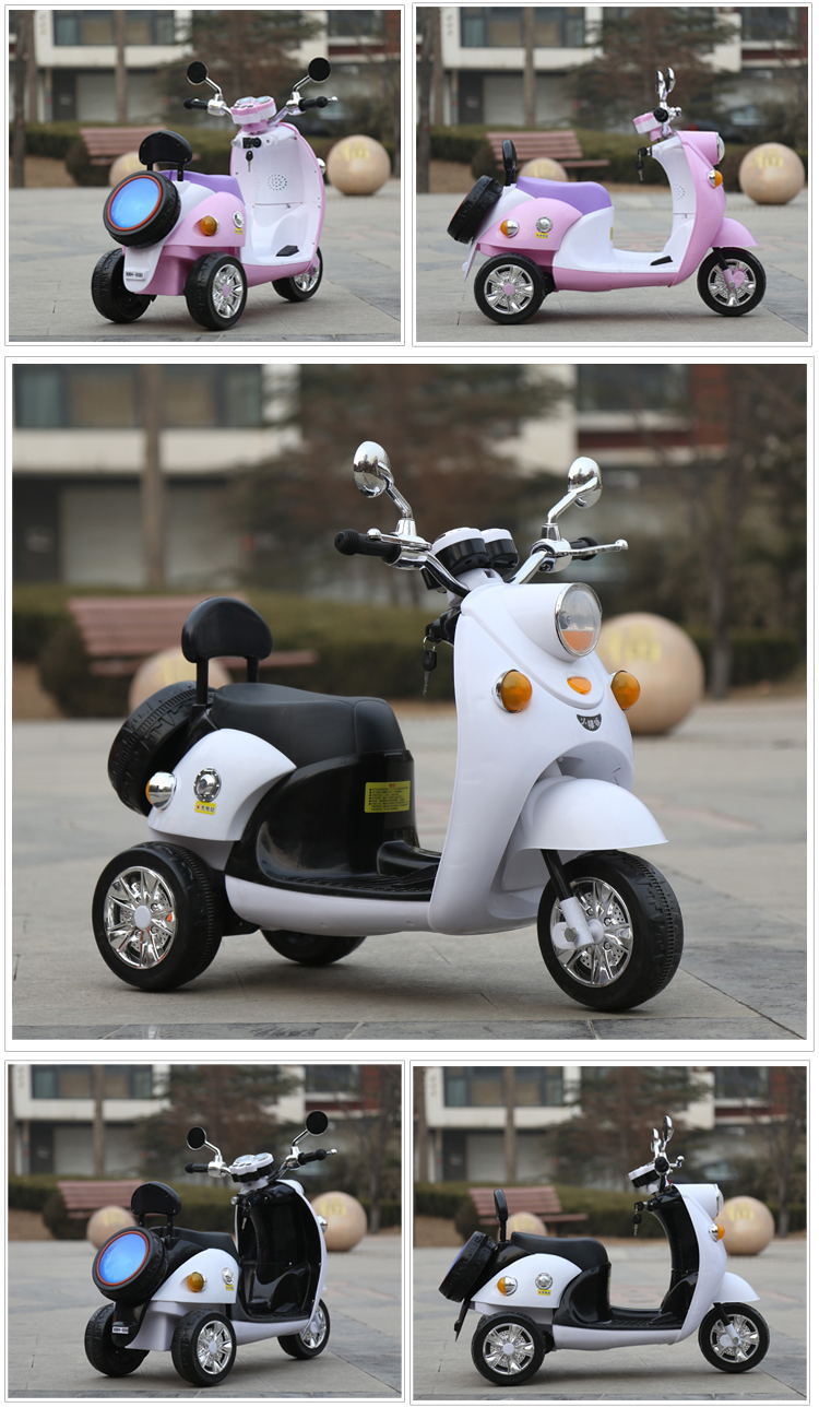 小才童新款小木兰儿童电动摩托车大号电动三轮电瓶车001140wx-粉红色