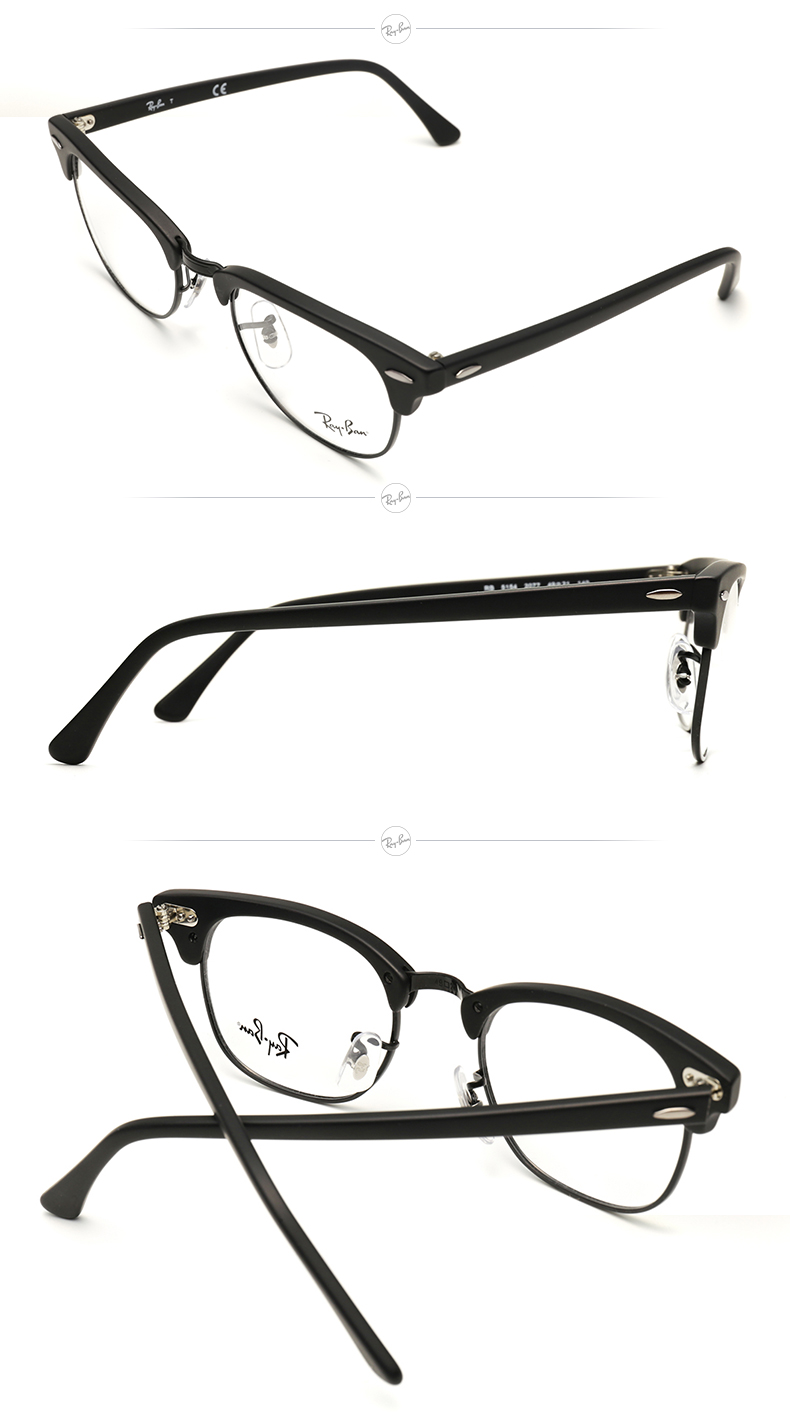 眼镜男女款半框板材舒适框架眼镜架0rx5154-orx51542077黑色镜框-51