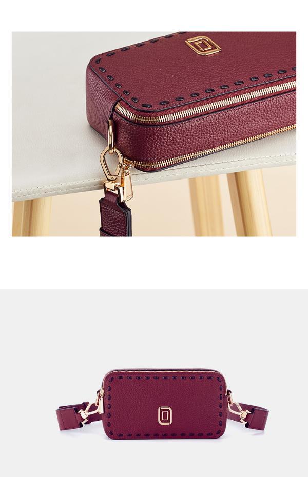 头层牛皮单肩相机包轻奢女士铆钉斜挎手机包