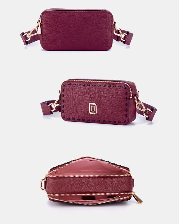 头层牛皮单肩相机包轻奢女士铆钉斜挎手机包