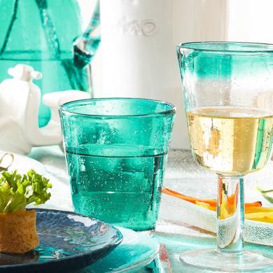 创意彩色玻璃杯家用水杯现代小清新手工杯果汁杯饮料杯透明杯子