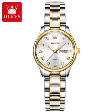 新款欧利时(OLEVS)瑞士品牌手表女士镶钻土豪金石英表防水夜光时尚潮流腕表