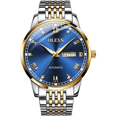 欧利时(OLEVS)瑞士品牌手表男士防水夜光全自动机械表钻度精钢表带商务时尚腕表