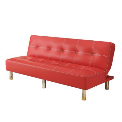 雅客集红色格瑞丝休闲沙发FB-19096RE  时尚两用沙发床  三人位皮沙发 出租房客厅办公室午睡床
