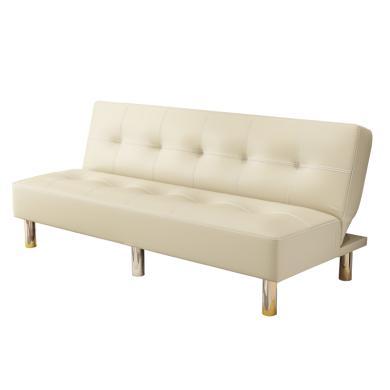 雅客集白色时尚PU皮质沙发两用沙发床格瑞丝休闲沙发FB-19096WH