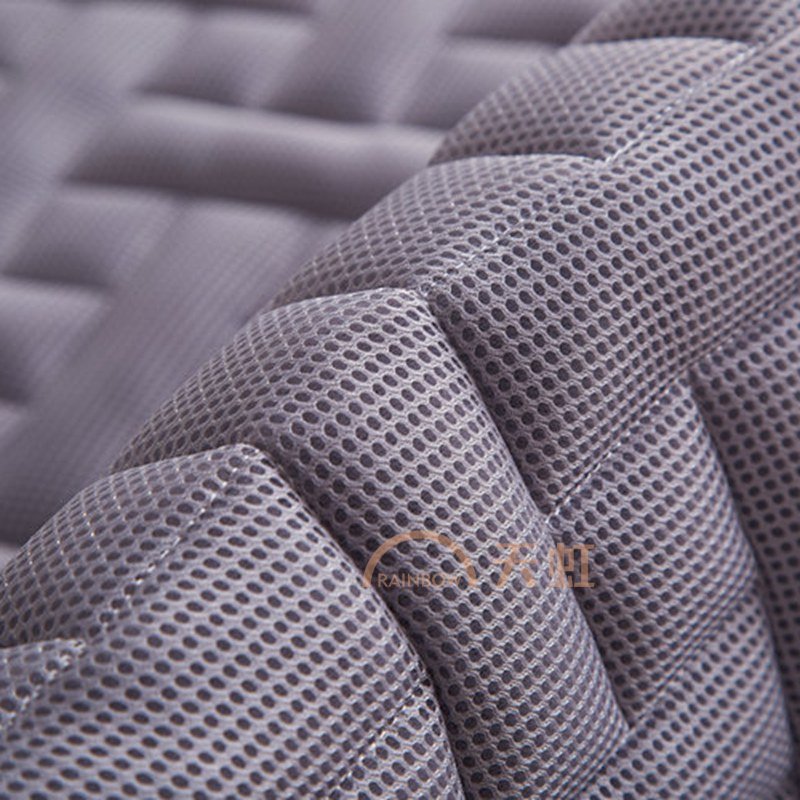 羽芯家纺全棉透气网格竹炭纤维绗绣床垫-135*200cm-银灰