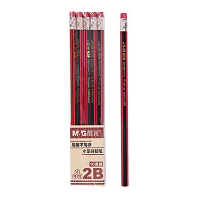 晨光文具 可削铅笔 六角2B 红黑抽条 木杆铅笔 儿童铅笔 AWP30804