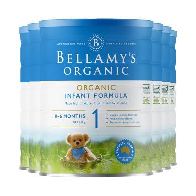6罐*澳洲贝拉米奶粉1段Bellamy's有机婴儿一段奶粉  适合0-6月宝宝 900g