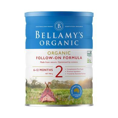1罐*澳洲贝拉米奶粉2段Bellamy's有机婴儿二段奶粉 含DHA助力发育 适合6-12月宝宝 900g