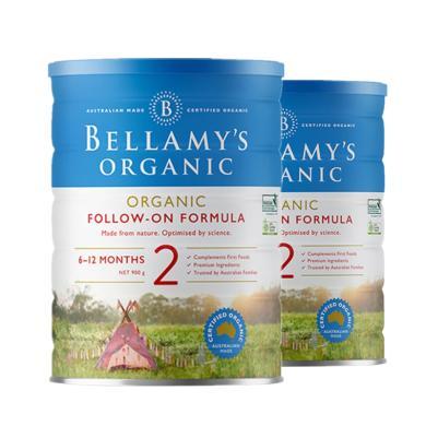 【2罐装】澳洲Bellamys贝拉米有机婴幼儿奶粉 2段900g