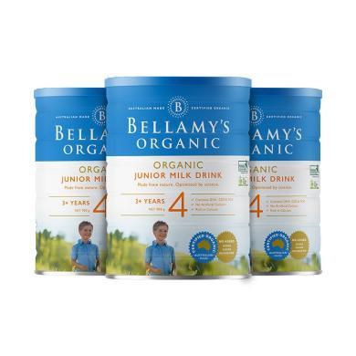 3罐*澳洲贝拉米奶粉4段Bellamy's有机婴儿四段奶粉 优良有机乳脂助力营养吸收 适合3岁以上 宝宝 900g
