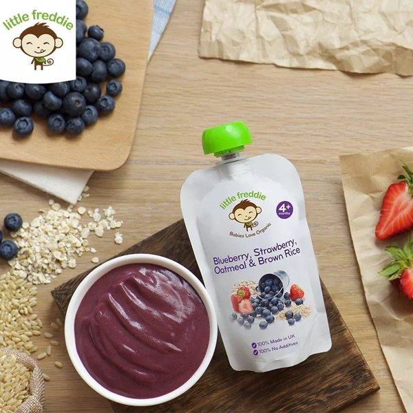 littlefreddie小皮 英国原装谷物蓝莓草莓香蕉泥 宝宝婴儿辅食 120g