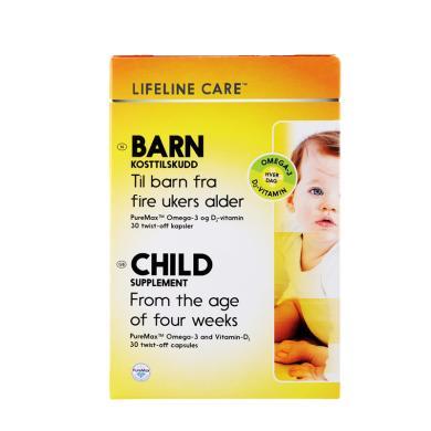 挪威Lifeline Care 婴幼儿新生儿宝宝鱼油DHA维生素D3 助力成长 30粒 保质期24年3月