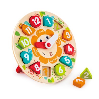 Hape积木时钟 儿童认知玩具宝宝2-3岁 数字益智学习认时间木质