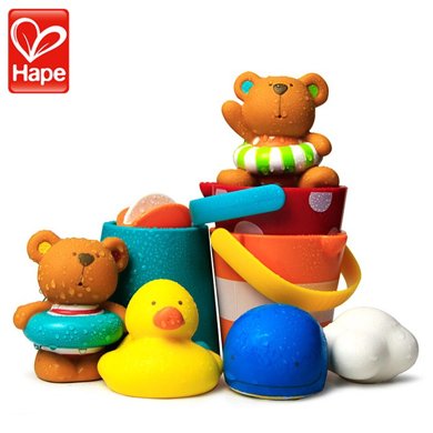 hape宝宝洗澡玩具儿童花洒漂浮喷水发条小鸭子男女孩婴儿戏水套装