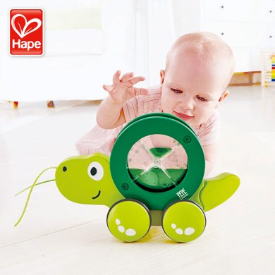 Hape拖拉乌龟提托1-3岁婴儿宝宝多功能木制益智儿童学步玩具