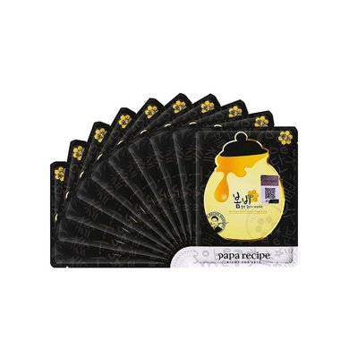 韩国paparecipe春雨黑麦卢卡蜂蜜黑炭面膜黑色10片