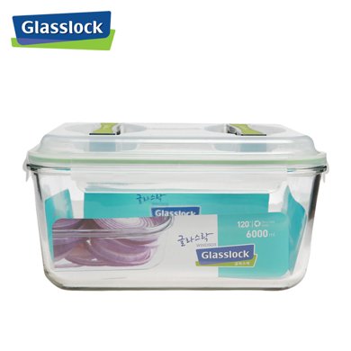 Glasslock 韩国进口钢化玻璃饭盒微波炉冰箱收纳盒保鲜盒手提MHRB600/6L