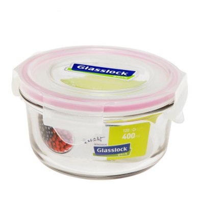 Glasslock韩国进口钢化玻璃饭盒微波炉冰箱收纳盒保鲜盒400ml蓝色MCCB-040
