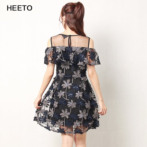 heeto熙图2018时尚网布拼接连衣裙1262021293