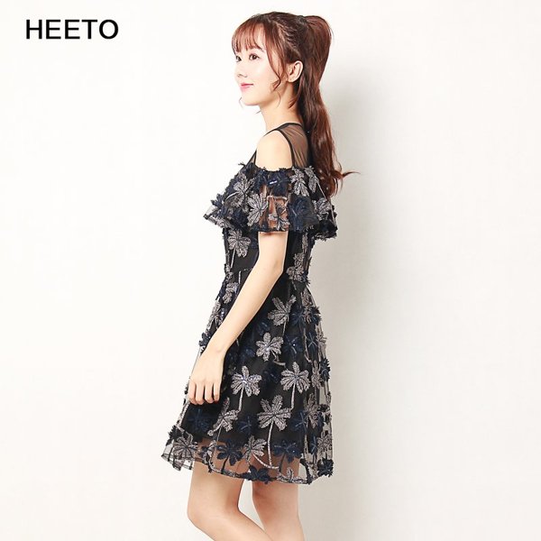 heeto熙图2018时尚网布拼接连衣裙1262021293