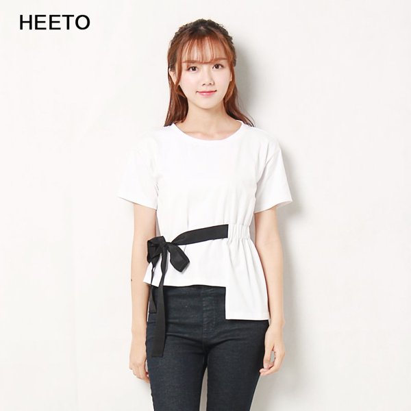 heeto熙图2018夏装新款束腰t恤1262021234