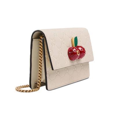 [支持购物卡](预售)gucci/古驰 女款gucci signature女士白色皮革印花