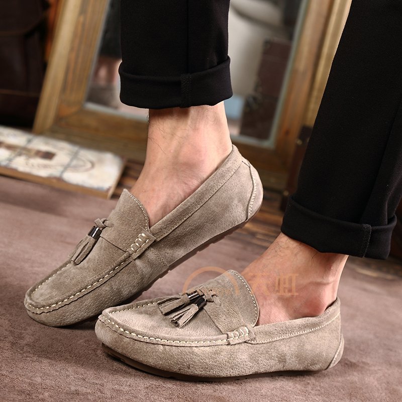 西瑞春季反绒真皮透气豆豆鞋男时尚男士休闲鞋韩版潮鞋懒汉鞋男子9037