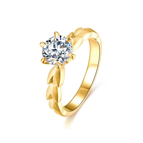 佐卡伊18k金钻戒六爪钻石求婚结婚戒指女1克拉裸钻定制麦穗系列