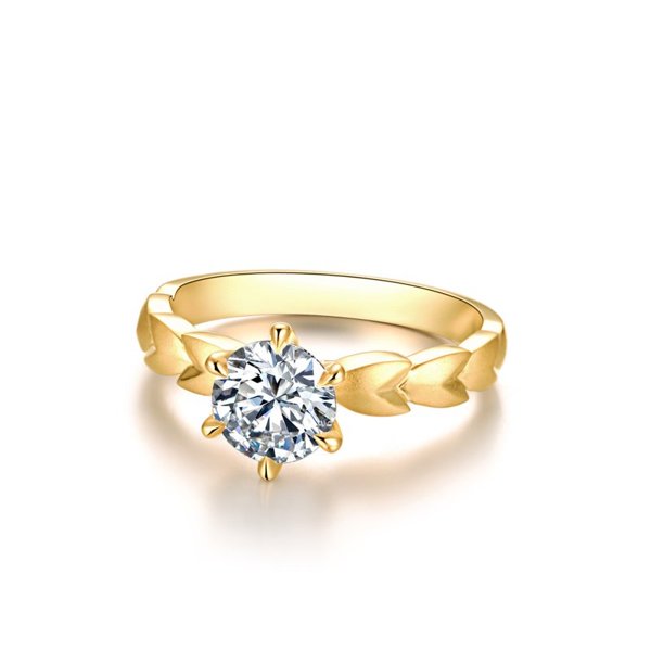 佐卡伊18k金钻戒六爪钻石求婚结婚戒指女1克拉裸钻定制麦穗系列