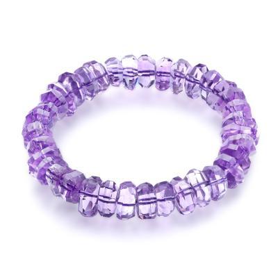 石玥珠宝 紫水晶手链随形水晶切面手串女 水晶玛瑙 紫色 SY00242