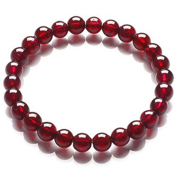 石玥珠宝 7-8mm石榴石手链 酒红石榴石单圈手串女sy00183