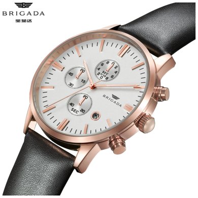 宝茄达brigada 男士手表潮流三眼石英表男表bjd-3017g